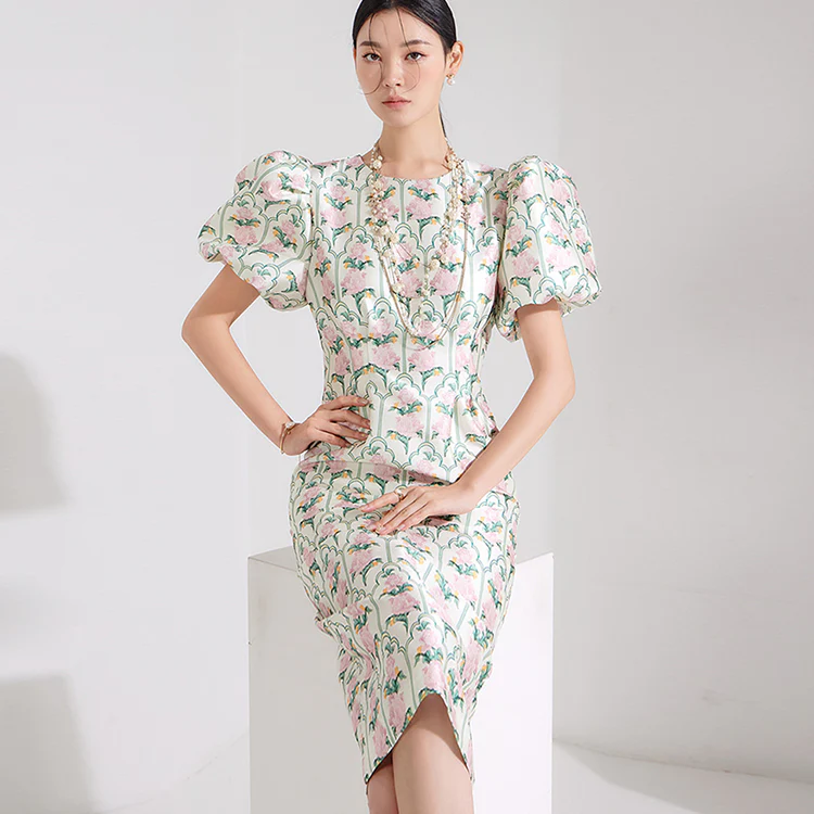 D4623 Balloon Flower Midi Dress - Image 2