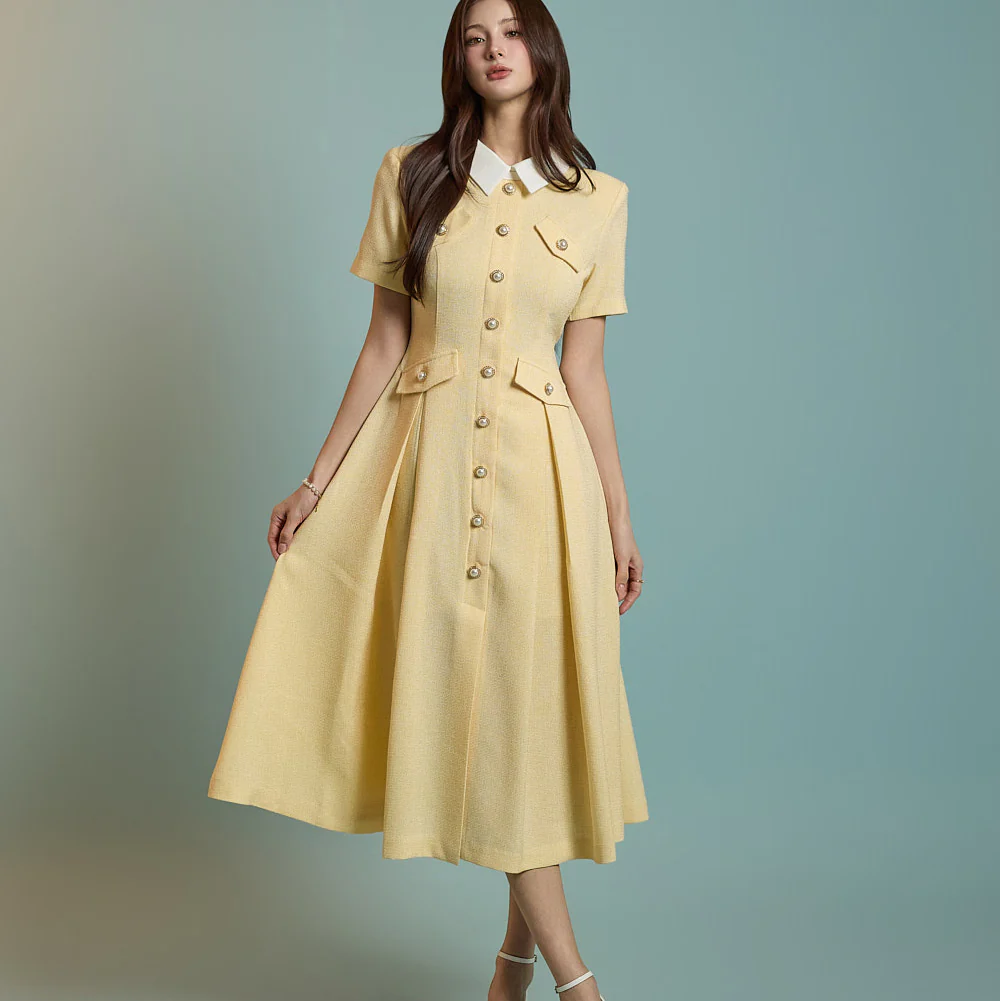 D4664 Tweed Collar Dress - Image 2