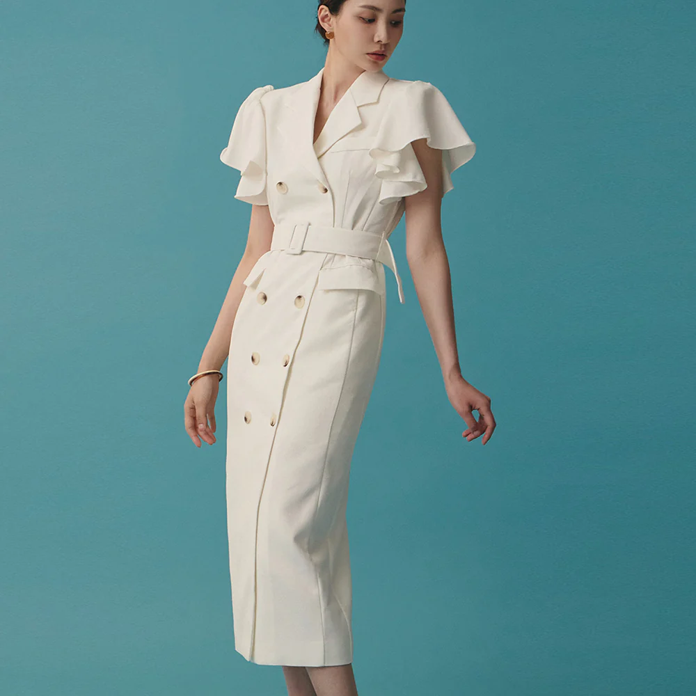 D4699 Frill Sleeve Dress with Belt - Image 2
