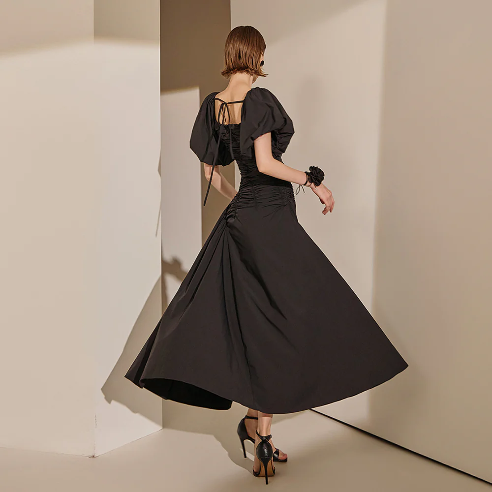 D4731 Shirring A-line Dress - Image 2