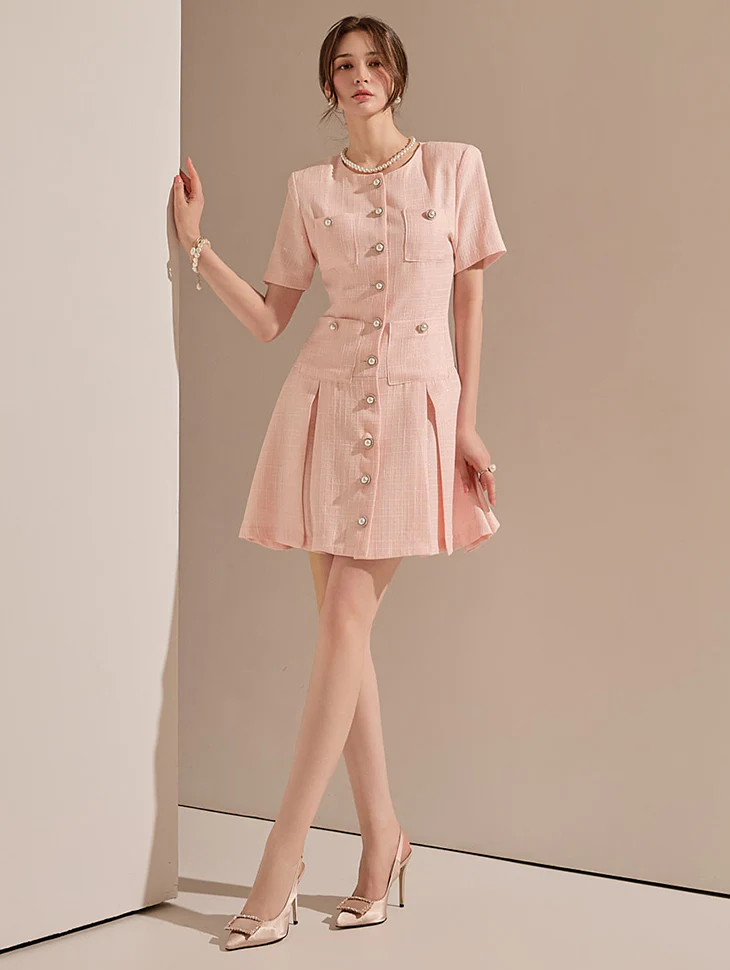 D4765 Tweed Mini Dress