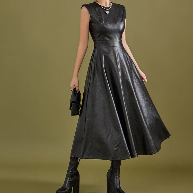D4800 Leather Flare Dress - Image 2
