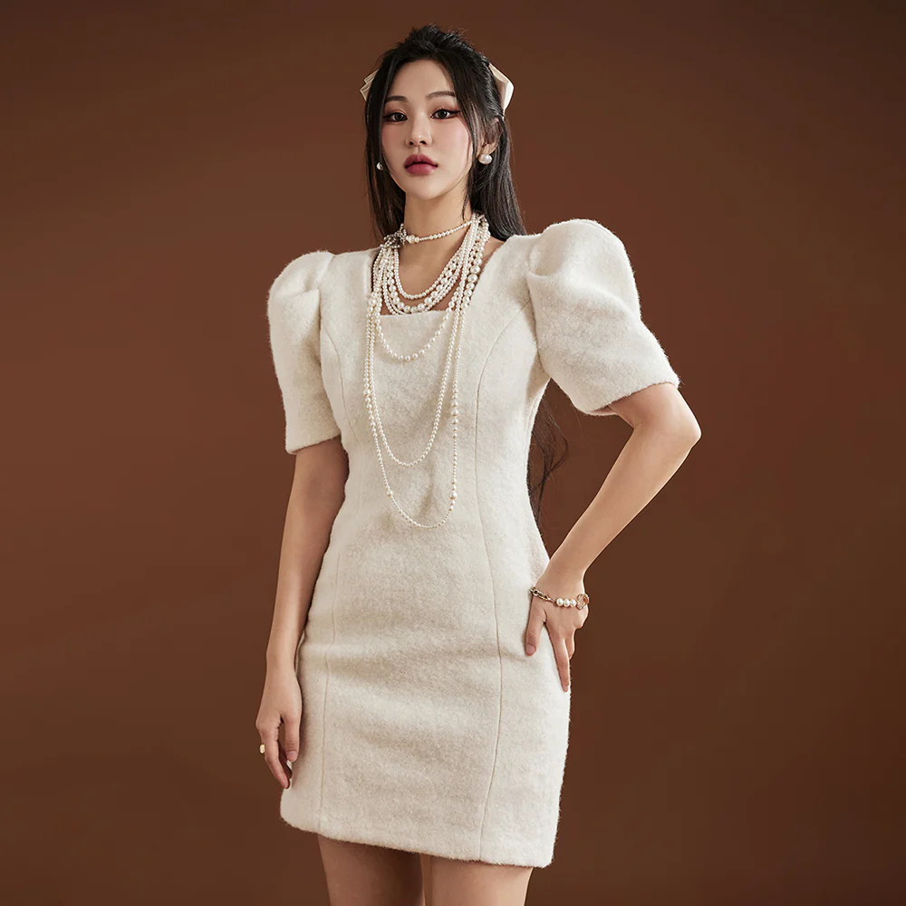 D4830 Puff Sleeve Mini Dress - Image 2