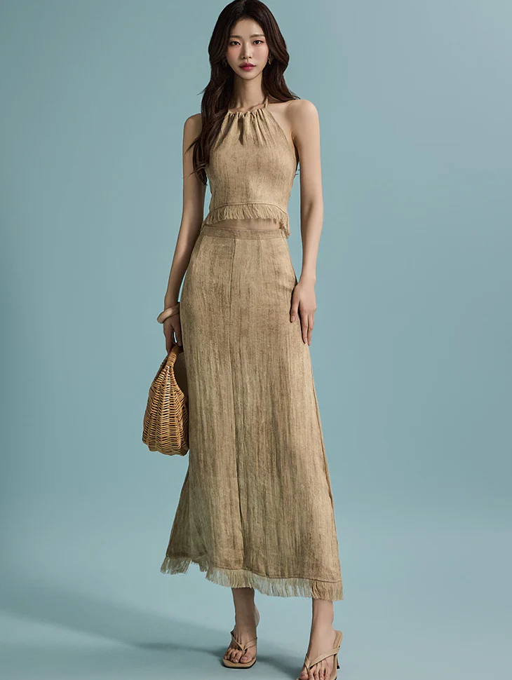 D5005 Halter Neck and Skirt Two-Piece