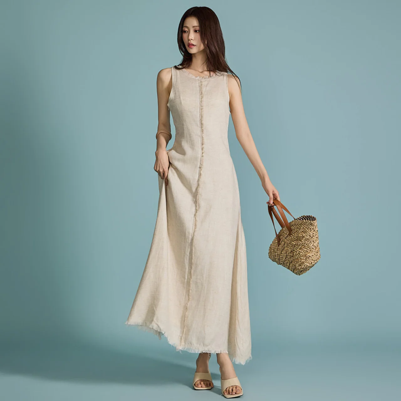 D5049 Fringe Linen Dress - Image 2