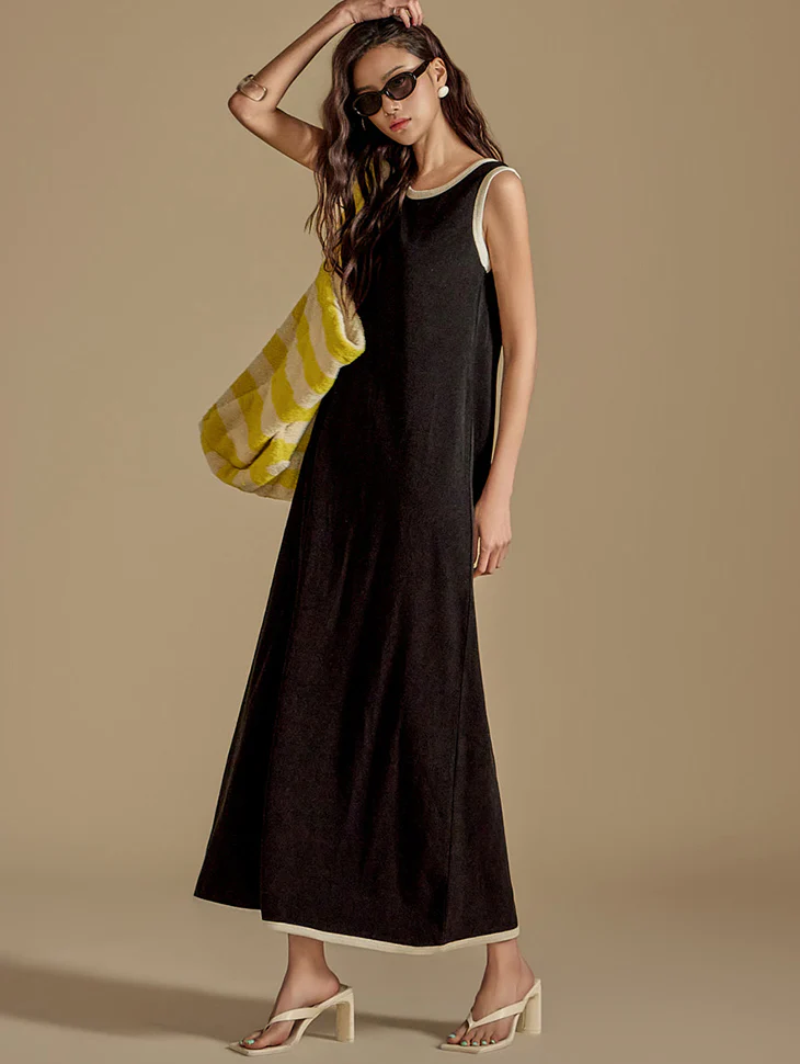 D5063 Color Contrasting Terry Dress