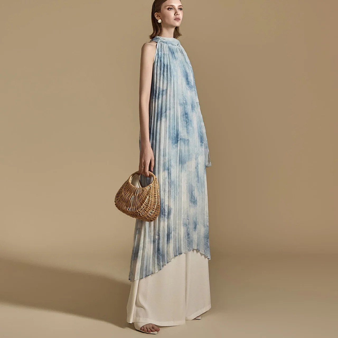 D5068 Tie-Dye Pleated Dress - Image 2