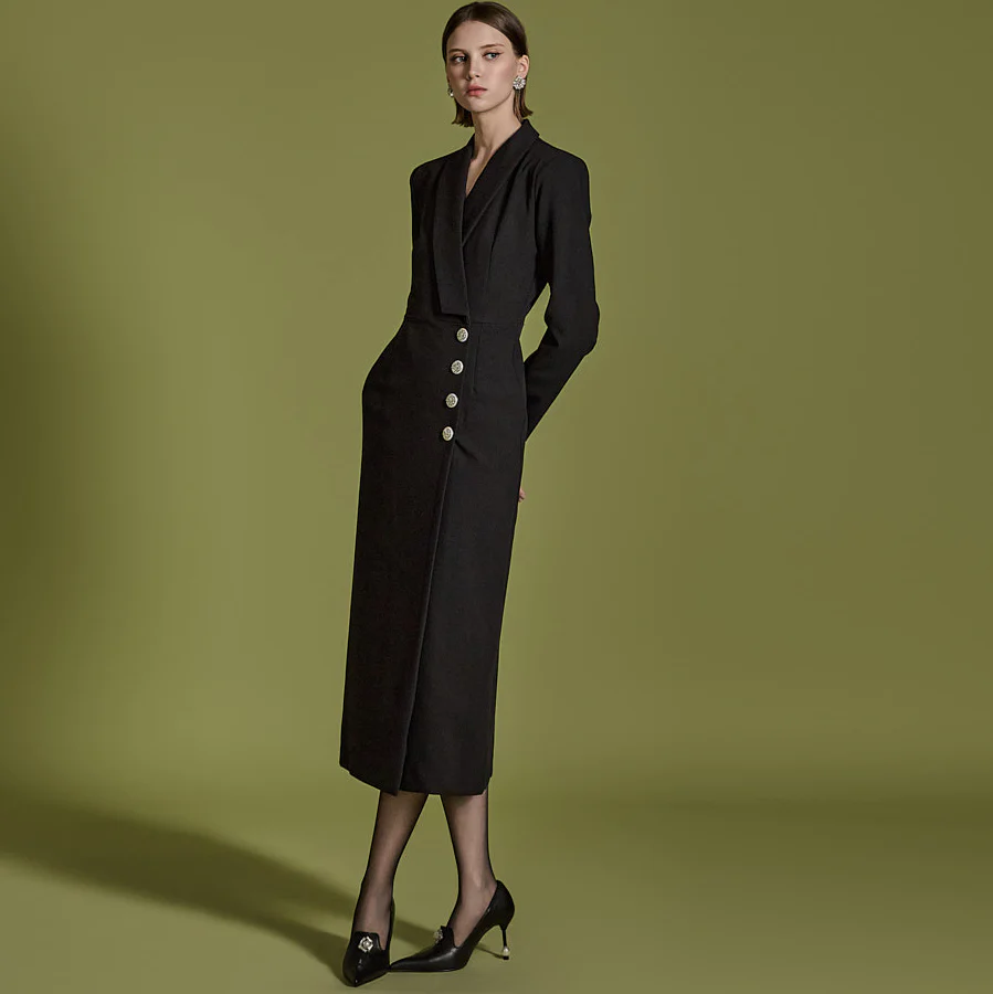 D5101 Shawl Collar Dress - Image 2