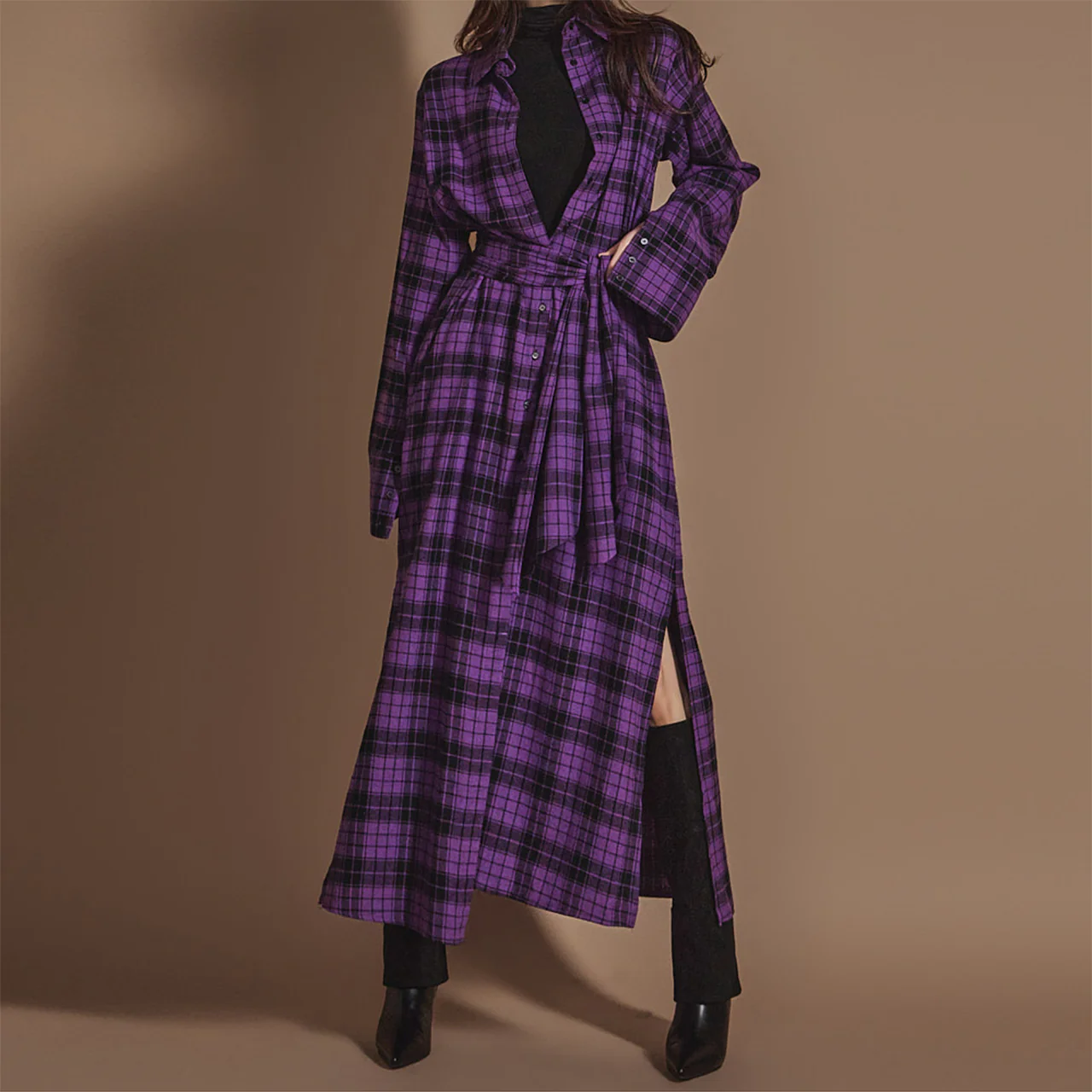 D5112 Plaid Strap Shirt Dress - Image 2