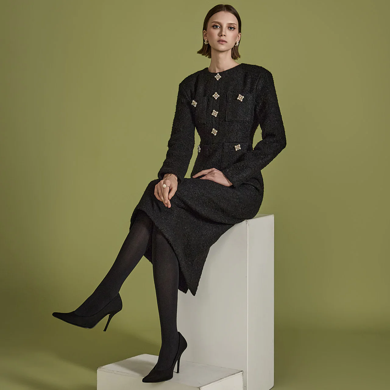 D5117 Button point wool Dress - Image 2