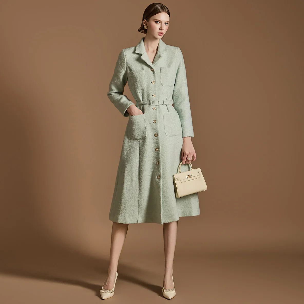 D5131 Wool Dress With Belt *Addtional L Size Version* - Image 2