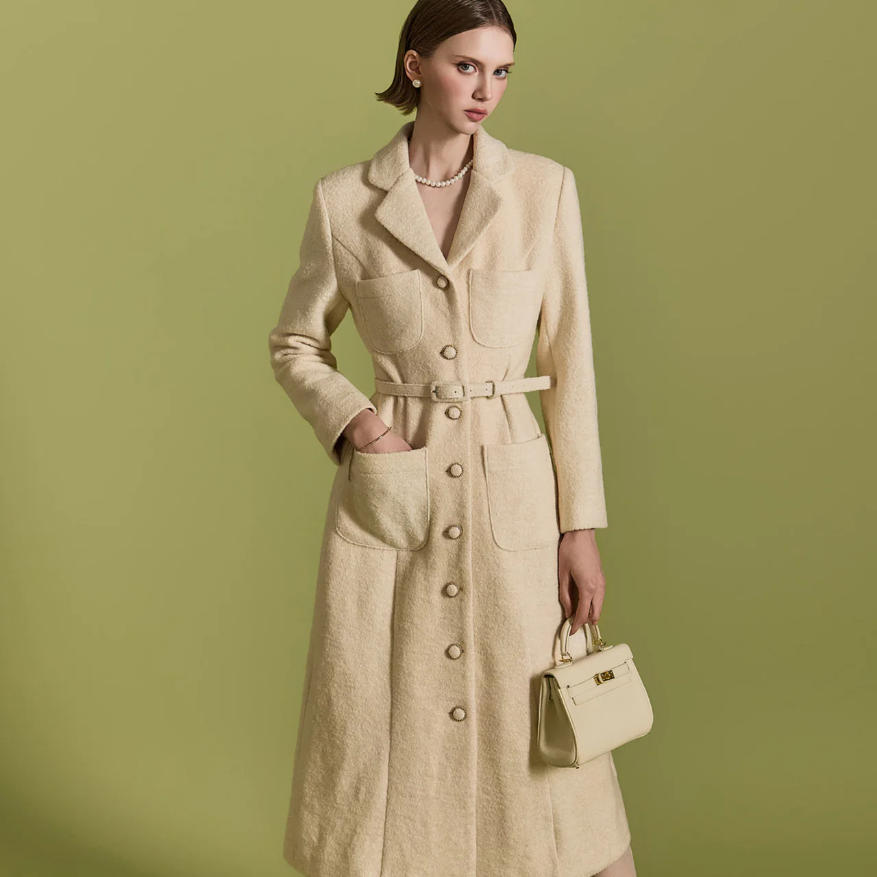 D5154 Wool Dress With Belt - Image 2