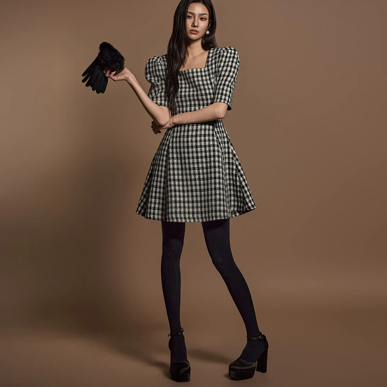D5164 Plaid Mini Dress - Image 2