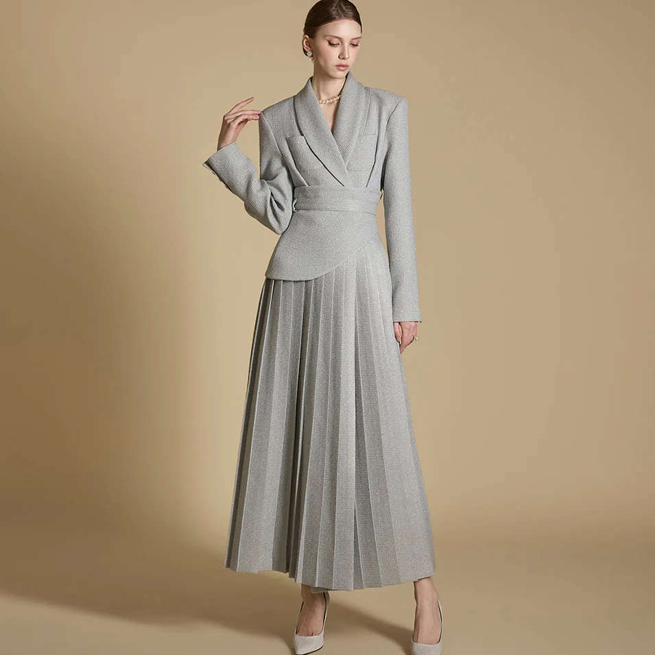 D5174 Wool Dress with Belt - Image 2