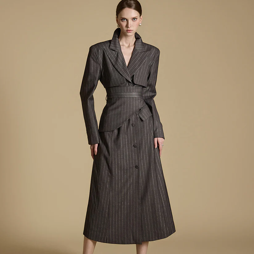 D5177 Stripe Dress with Belt - Image 2