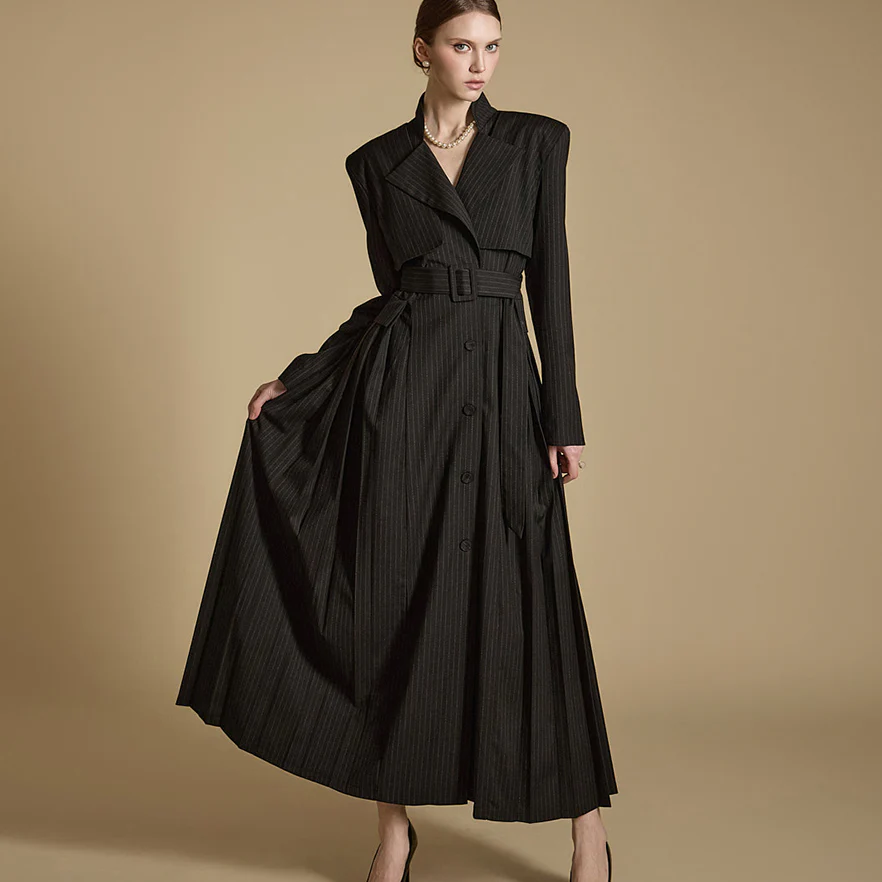 D5178 Wool Dress with Belt - Image 2