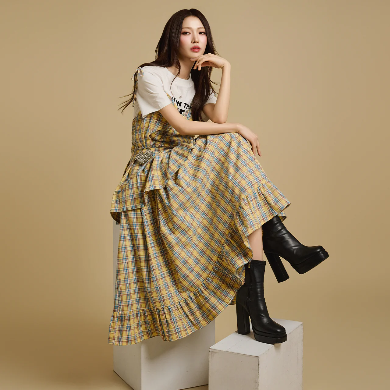 D5182 Plaid Layered Dress - Image 2