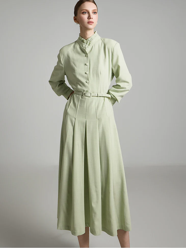 D5209 Pleated Dress with Belt