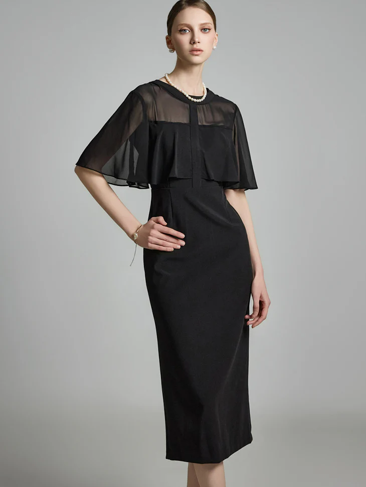 D5223 Sheer Slim Fit Dress