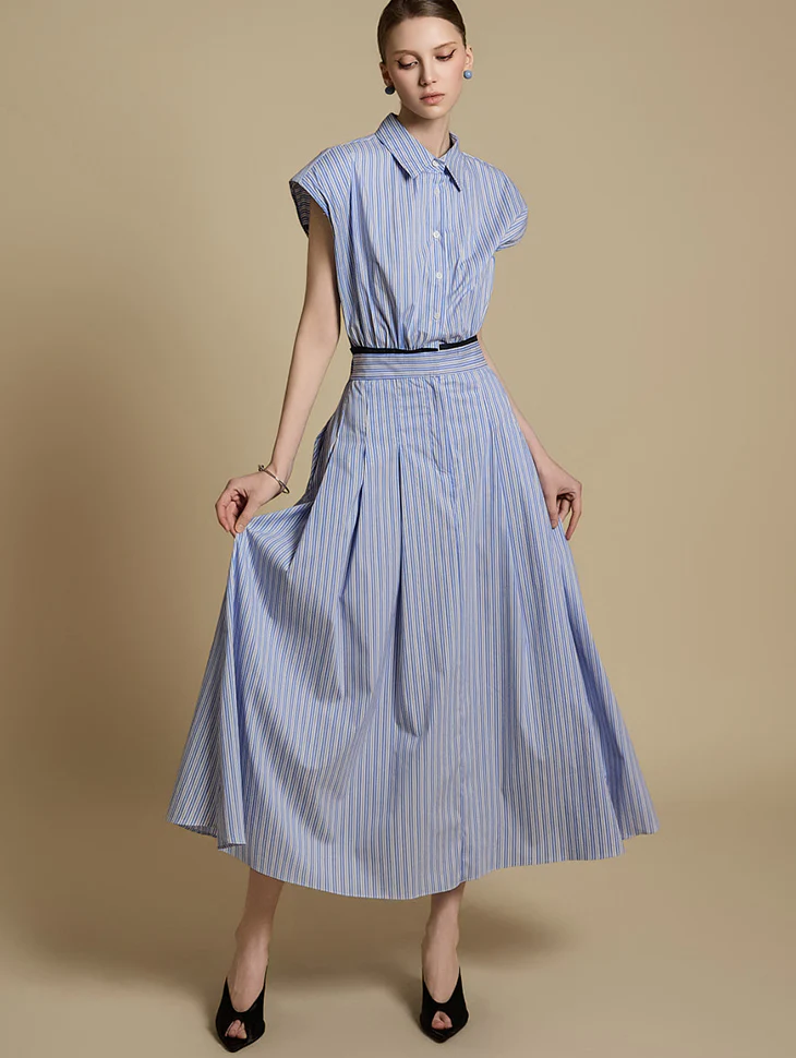 D5235 Stripe Shirt Dress