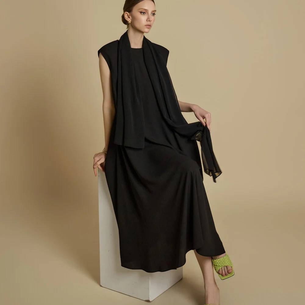 D5264 Sleeveless Dress with Shawl - Image 2