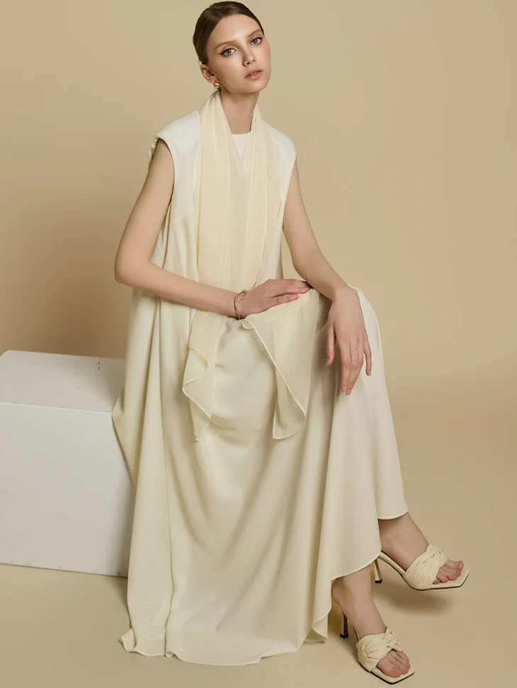 D5264 Sleeveless Dress with Shawl