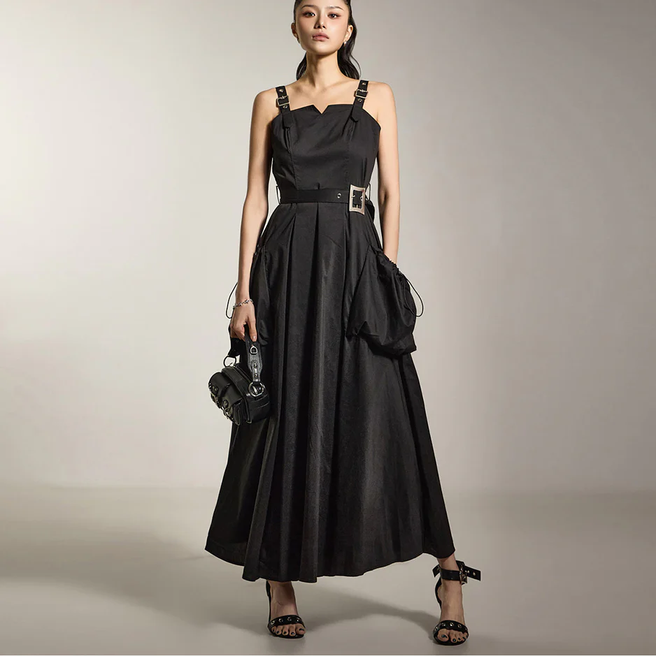D5269 Sleeveless Dress with Belt - Image 2