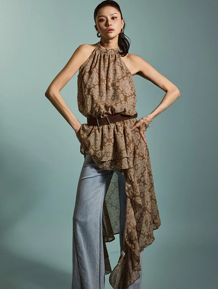 D5270 Asymmetric Dress with Belt