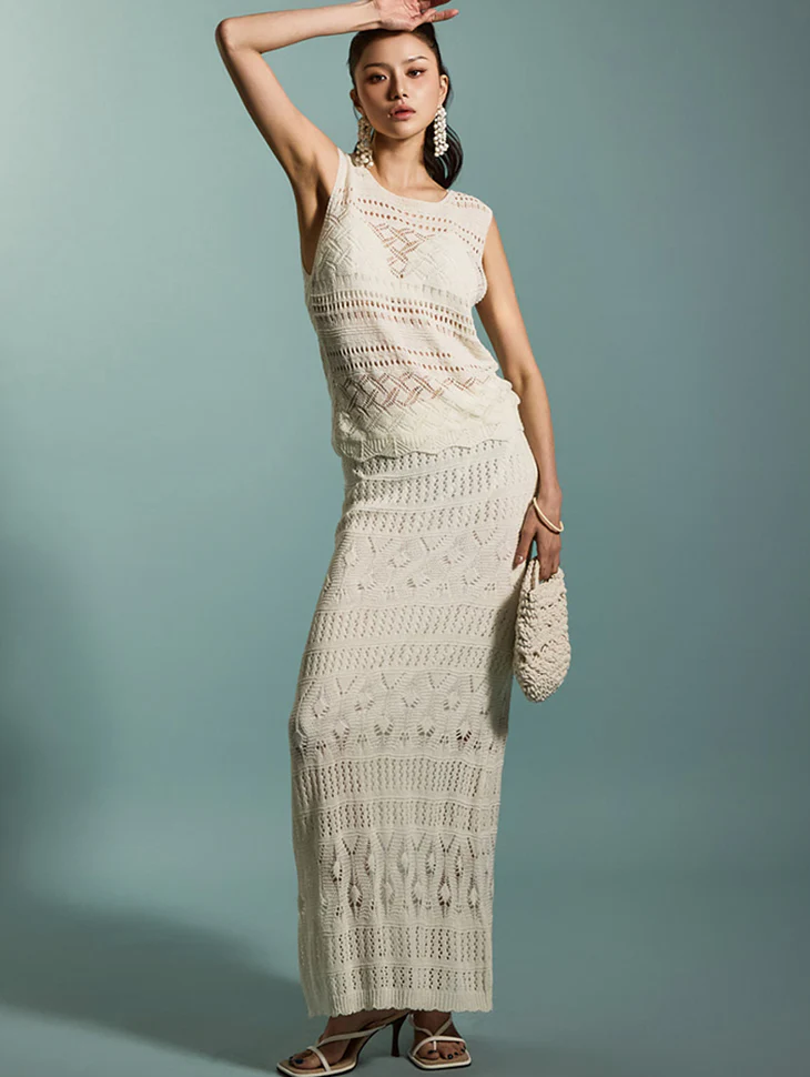 D5272 Eyelet Knit Two-piece set