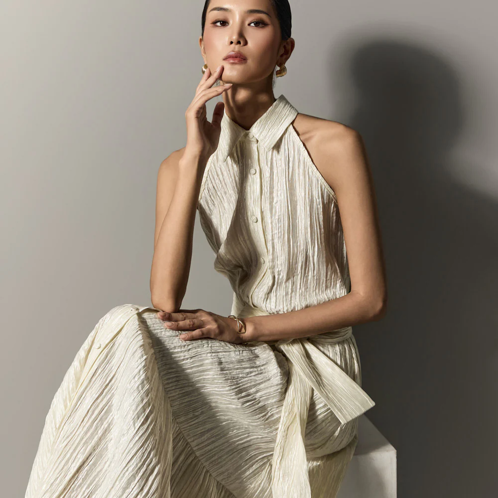 D5297 Pleats Dress with Strap - Image 2