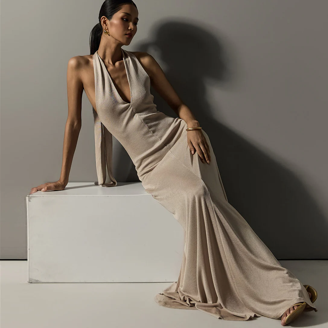 D5298 Halterneck Maxi Dress - Image 2