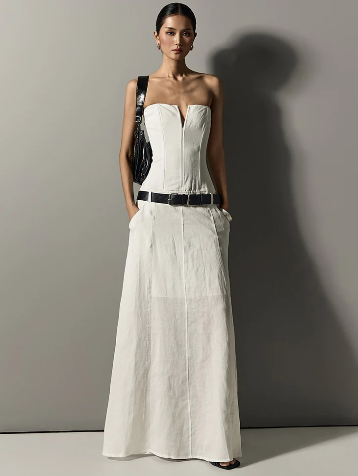 D5299 Corset Maxi Dress