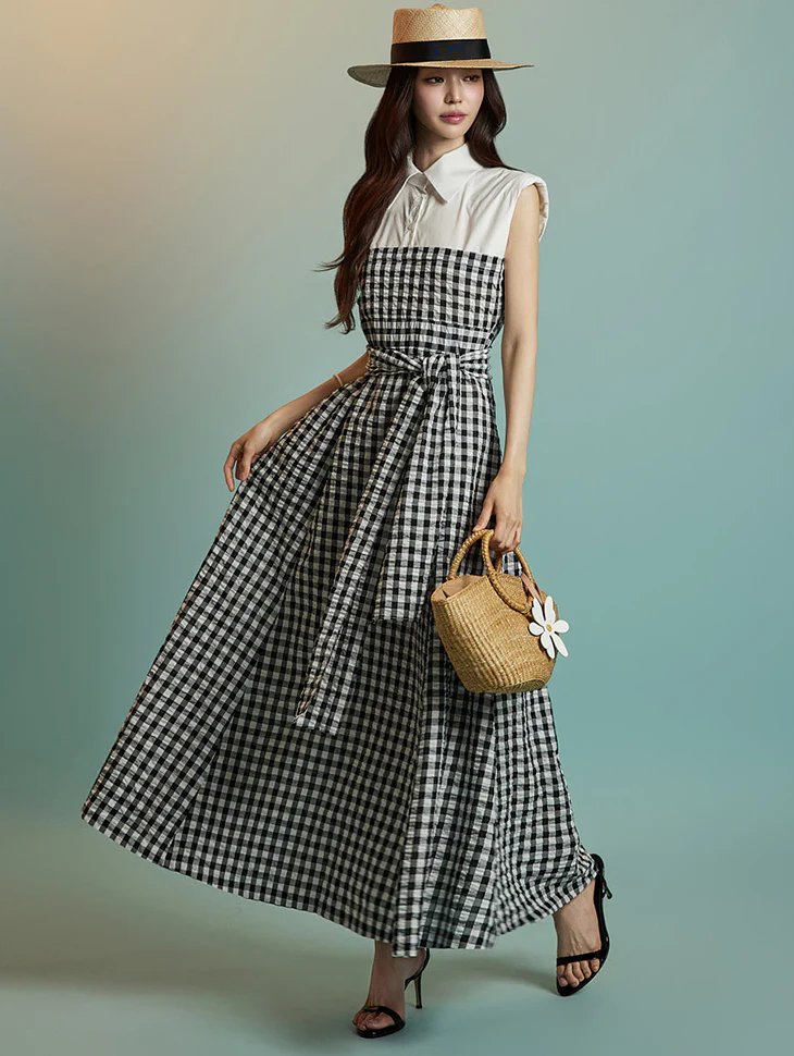 D5308 Plaid Dress with Strap