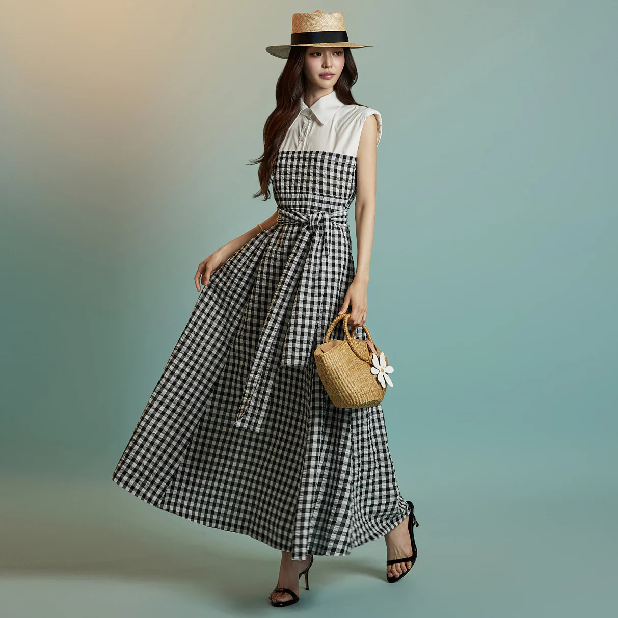D5308 Plaid Dress with Strap - Image 2
