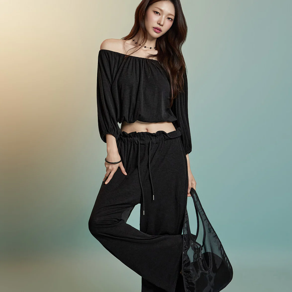 D5328 Linen Off-Shoulder Two-Piece - Image 2
