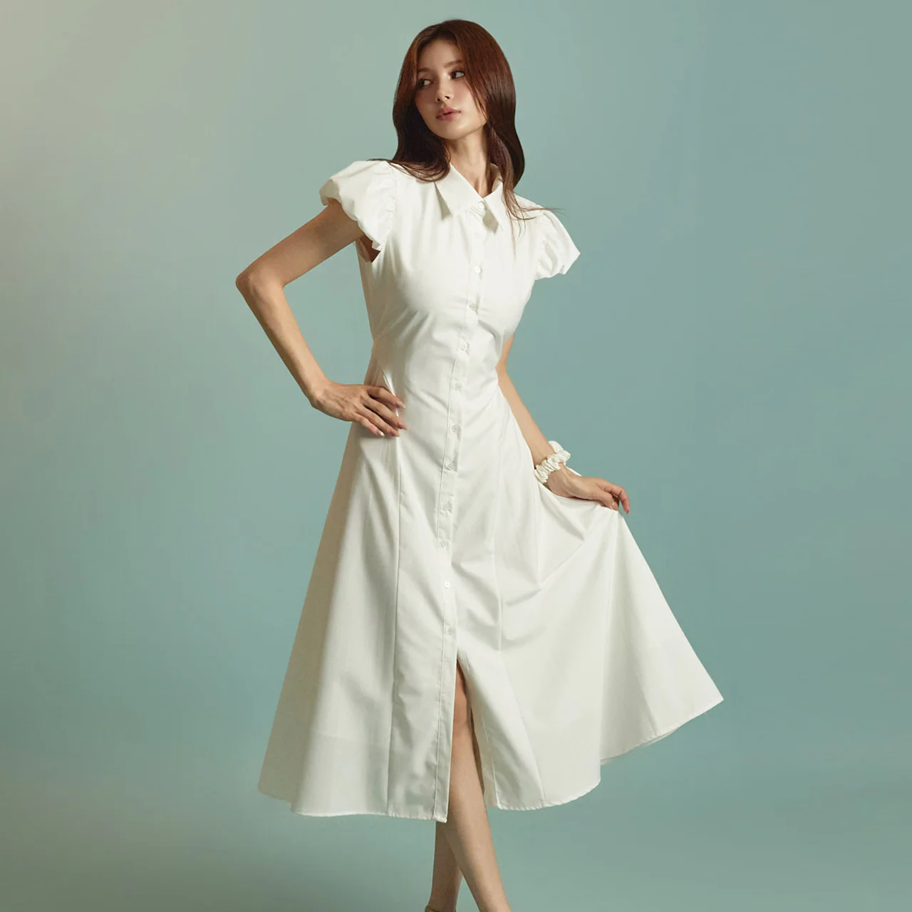 D5338 Ballon Shirt Dress - Image 2