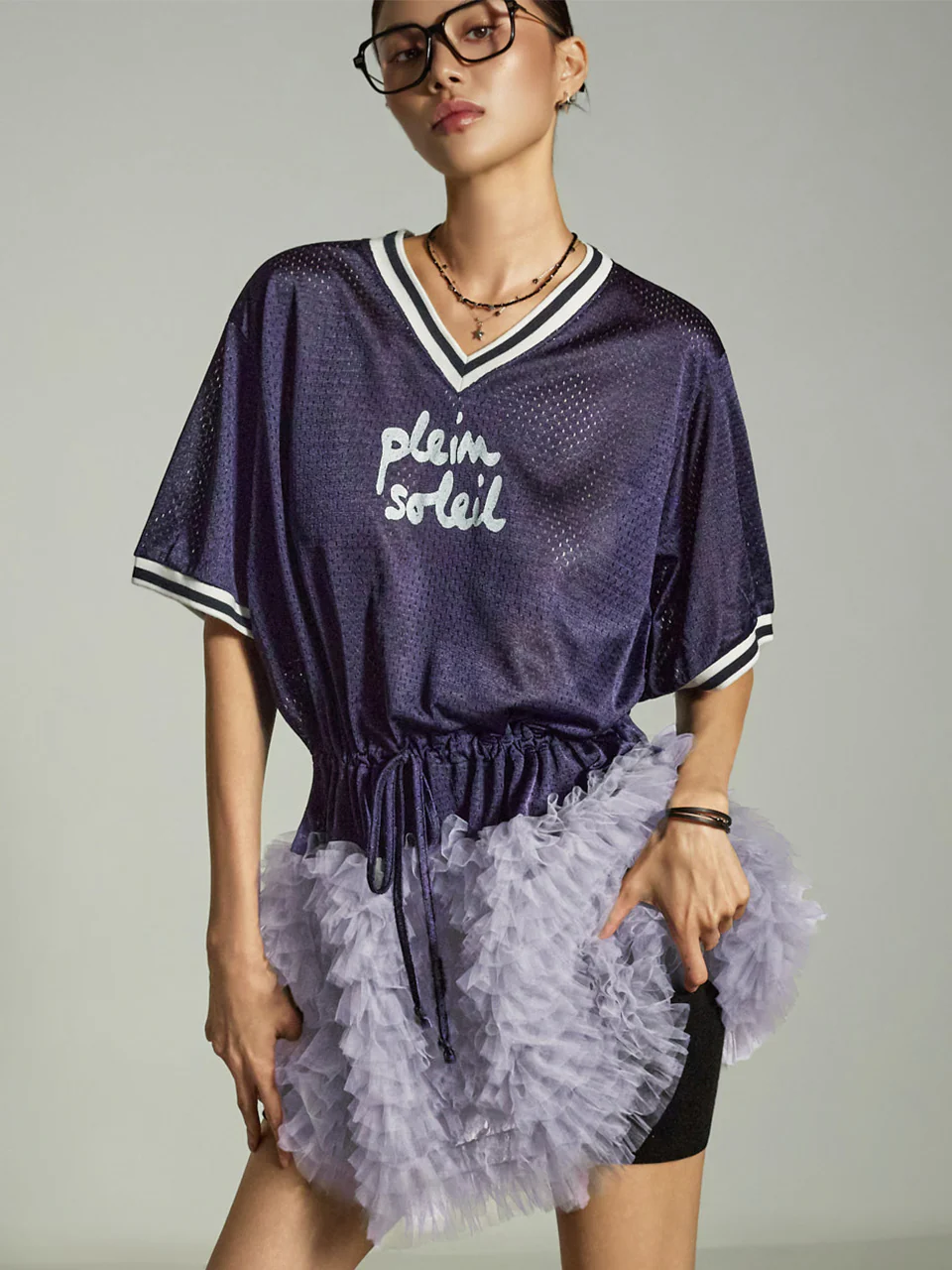 D5351 Mesh Layered Dress