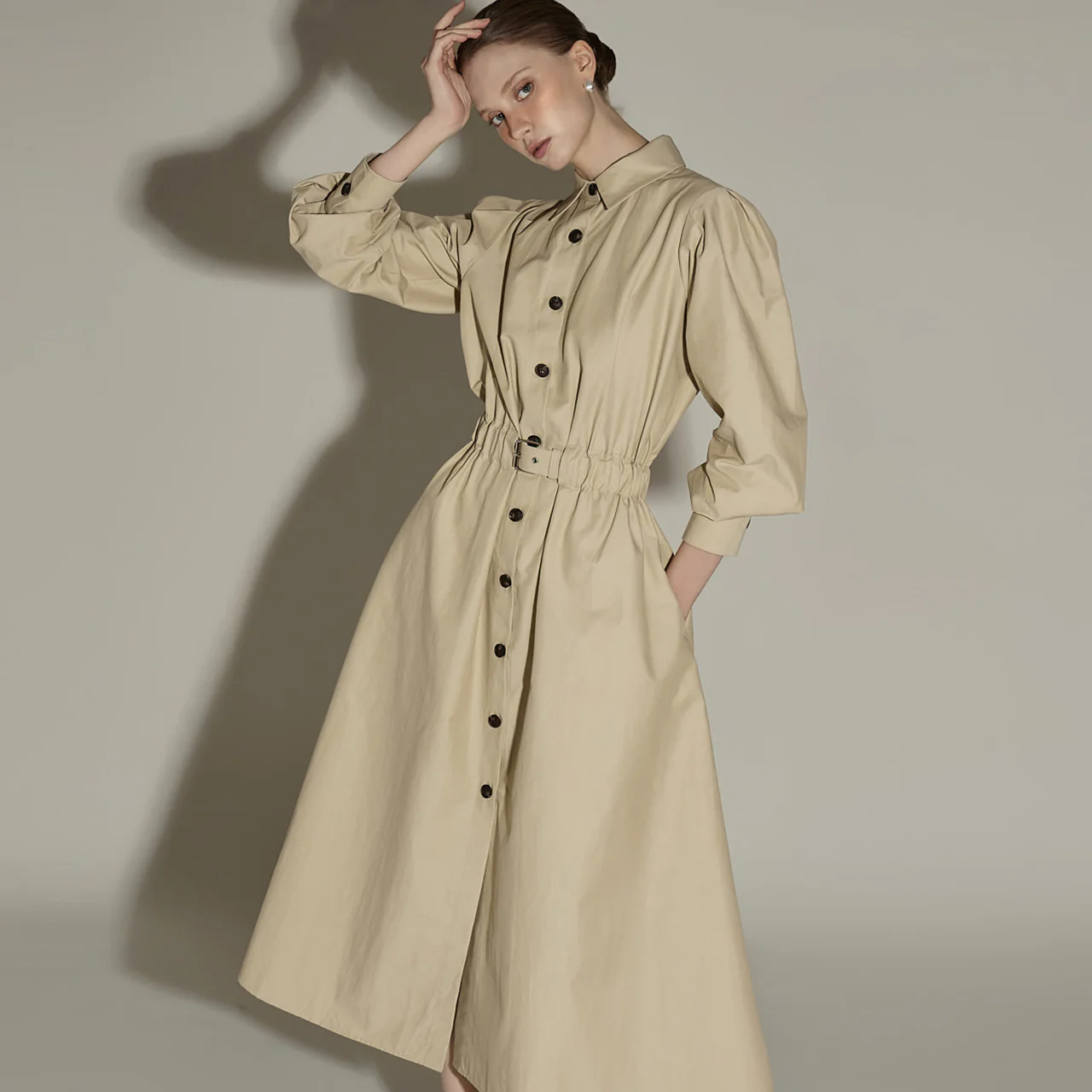D5374 Shirts Dress with Belt - Image 2