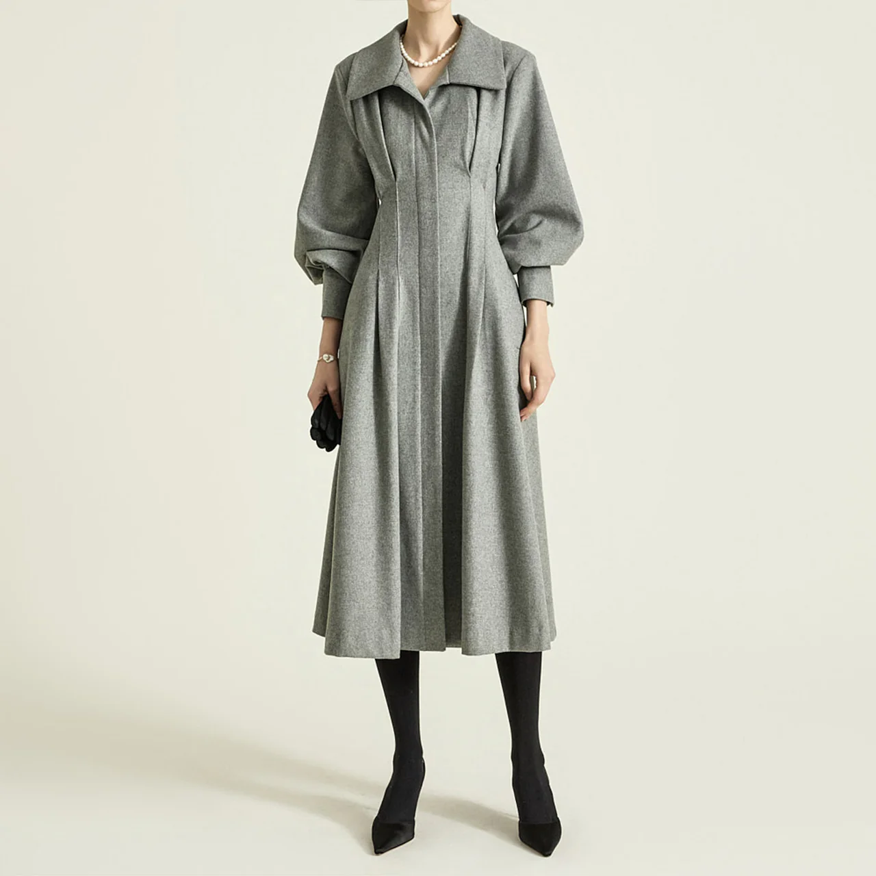 D5393 Pintuck Wool Dress - Image 2