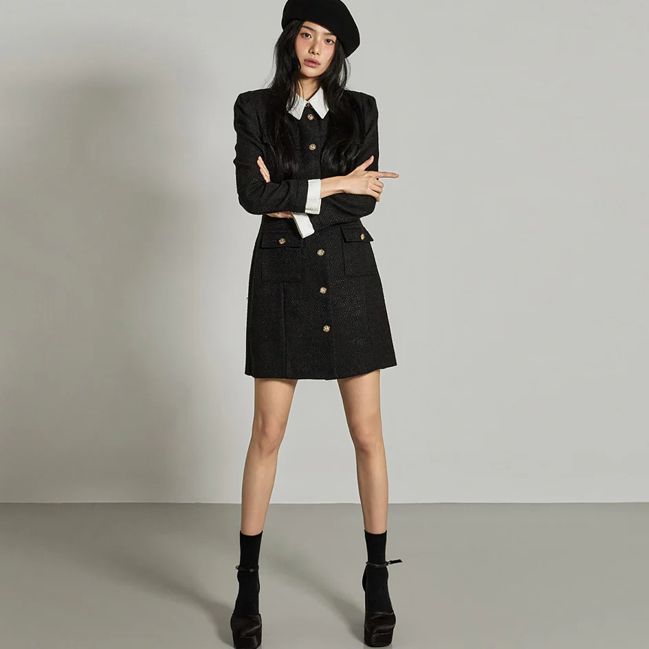 D5395 Tweed Collar Dress - Image 2