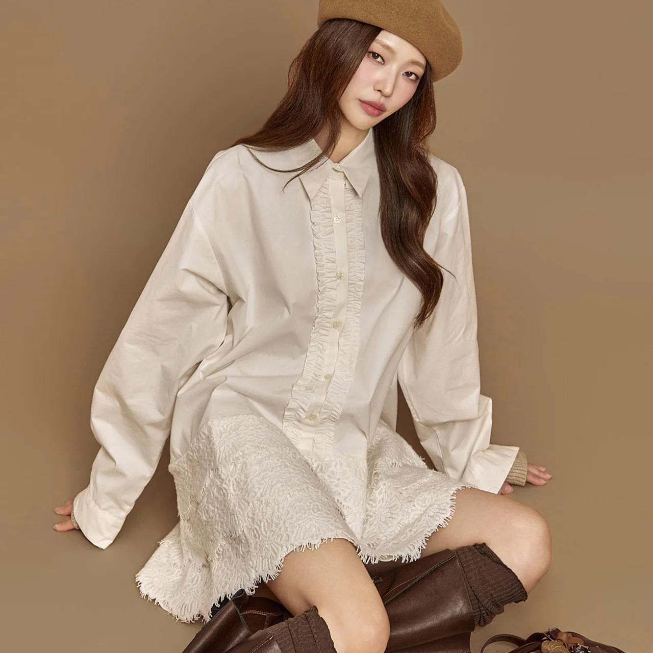 D5401 Lace Shirts Dress - Image 2