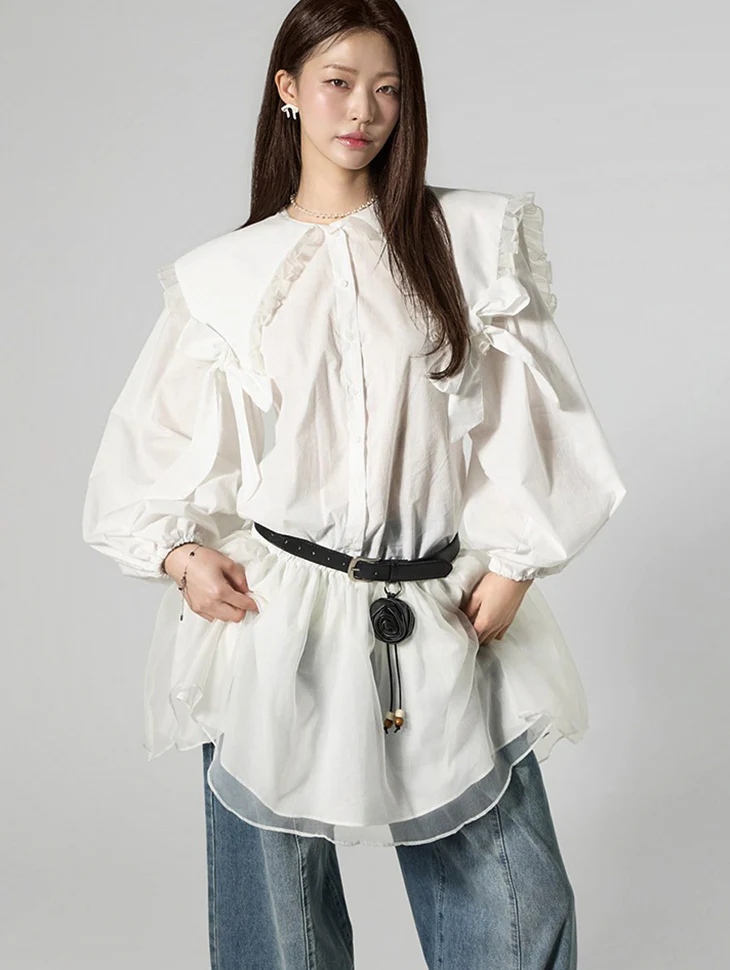 D5465 Big Collar Shaggy Dress