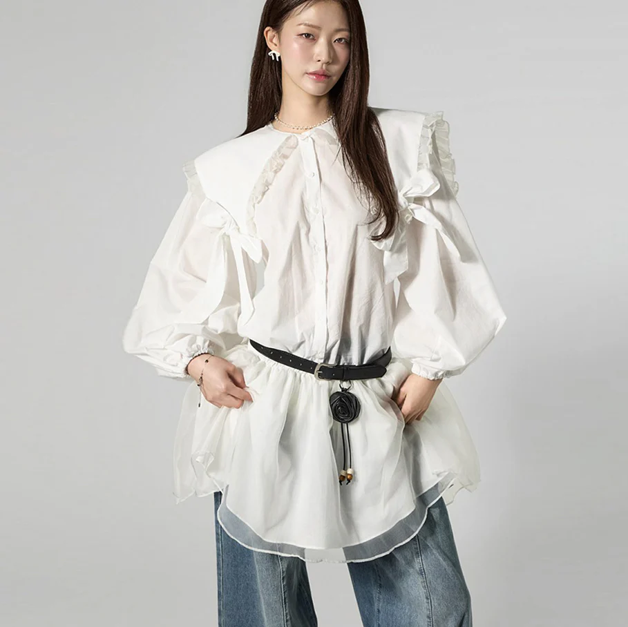 D5465 Big Collar Shaggy Dress - Image 2