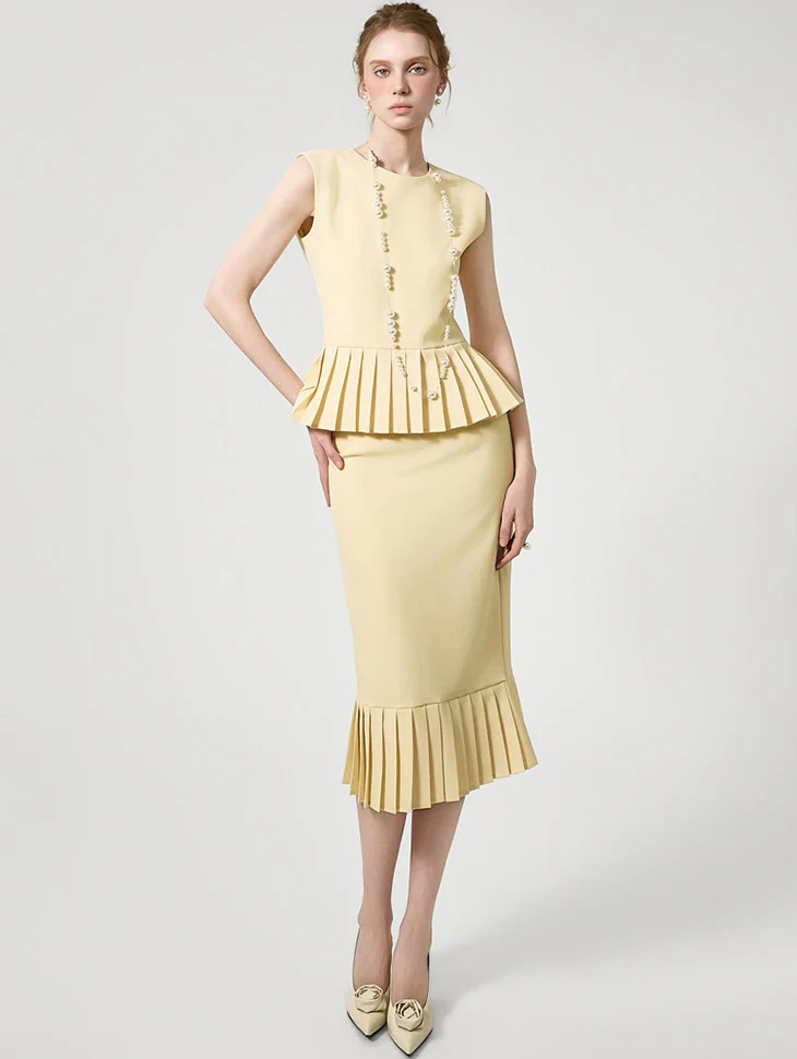 D5482 Pleated Two-Piece Set