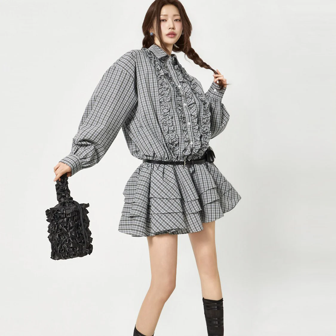 D5484 Frill Shirt Mini Dress - Image 2