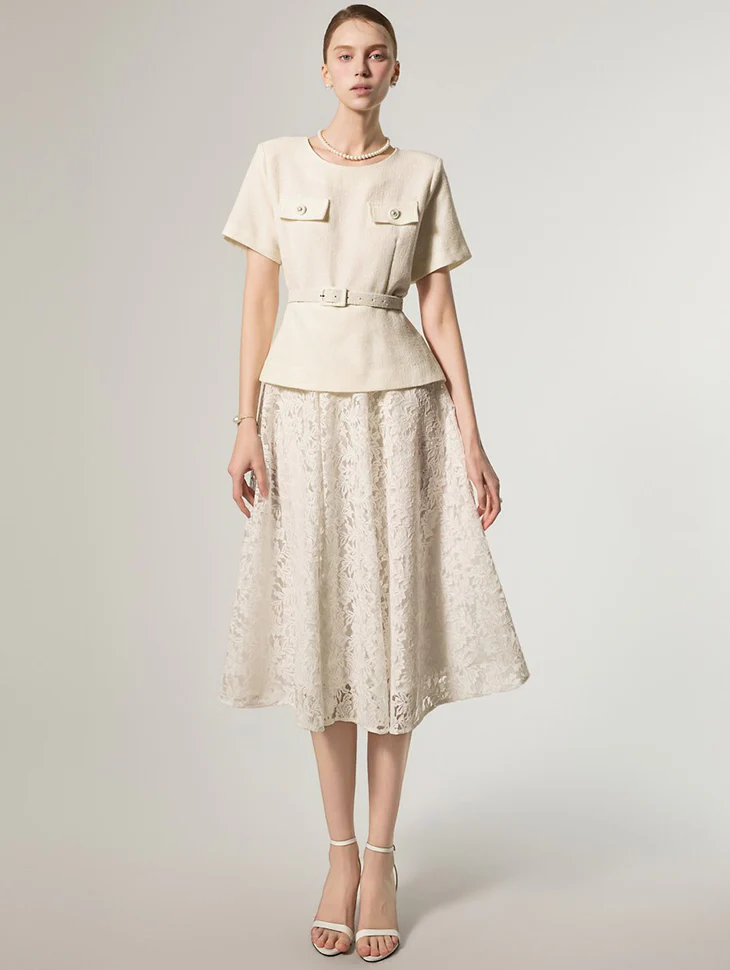 D5490 Lace Dress with Belt