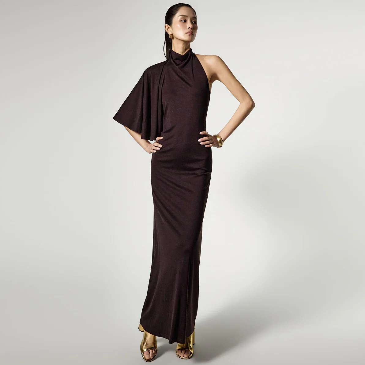 D5500 Halter Neck Asymmetrical Dress - Image 2