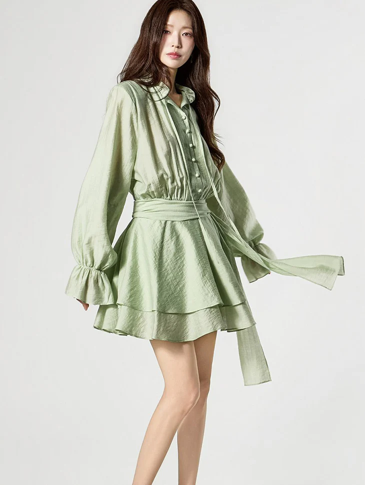D5506 Frill Dress with Belt