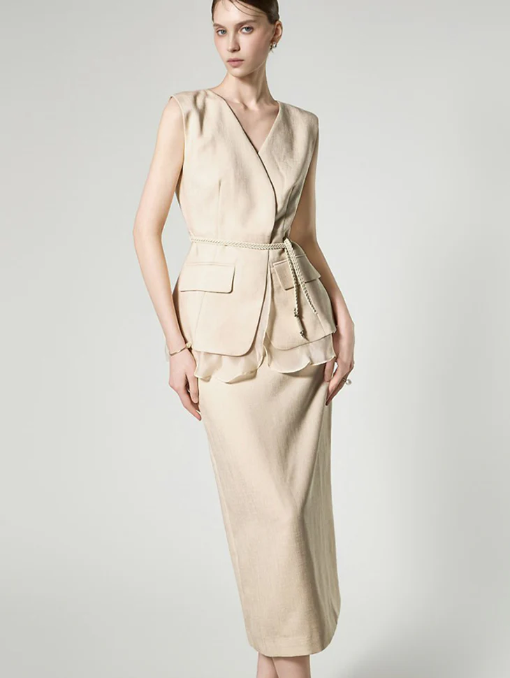 D5520 Peplum Sleeveless Two Piece