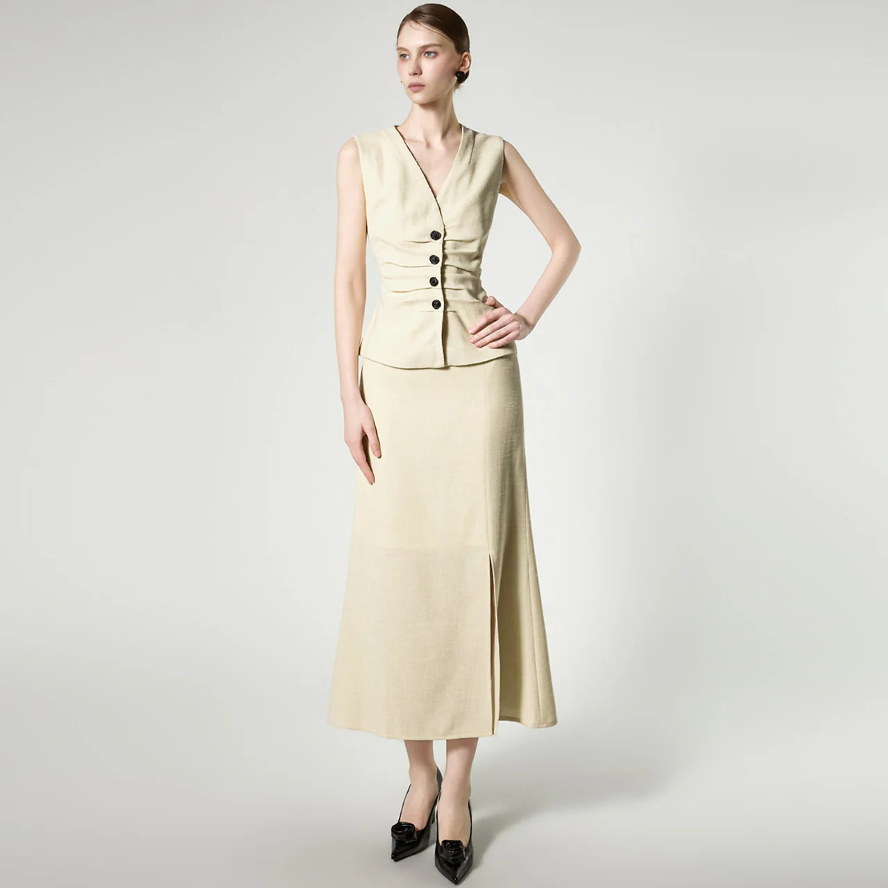 D5521 Shirring Button Two Piece - Image 2